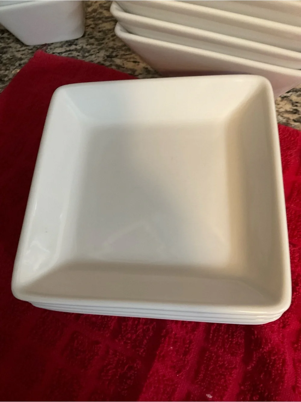 The Pampered Chef White Square Ceramic Bowls & Plates Set